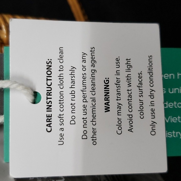 Made by Hand in Vietnam Woven Oval Purse with Leather Strap - Picture 6 of 7